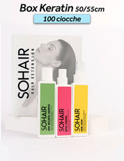 Box 100 ciocche Hair Extension  Cheratina 50/55cm + Kit Sohair