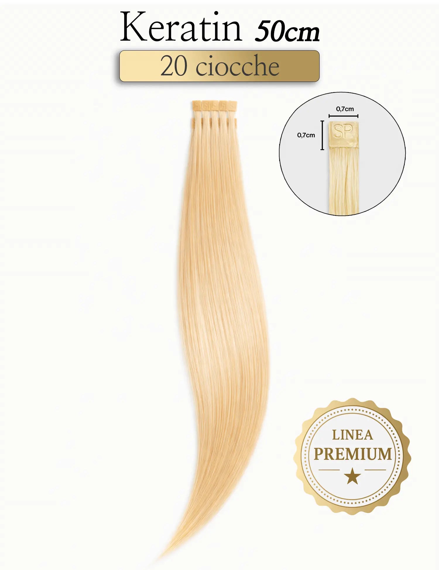 Hair Extension Cheratina Premium Capelli Naturali Sohair Lisci 50cm 0,90g  - 20 ciocche Sohair Hair Extension