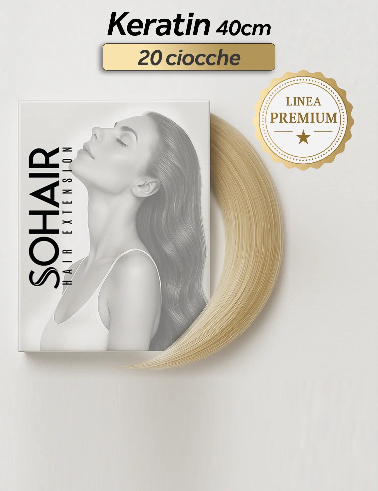 Hair Extension Cheratina Premium Capelli Naturali Sohair Lisci 40cm 0,70g  - 20 ciocche Sohair Hair Extension