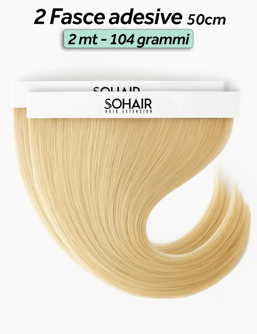 2 Fasce Hair Extension Adesive da 1 metro 104 grammi - 50cm con Kit Omaggio Sohair Hair Extension