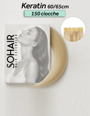 Box Hair Extension Cheratina 150 Ciocche Capelli Naturali Sohair 60-65cm Sohair Hair Extension