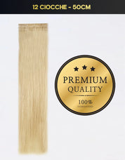 Hair Extension Adesive Premium Invisibili con Micro inserti 50 cm - 6 coppie con Ricambio Adesivi